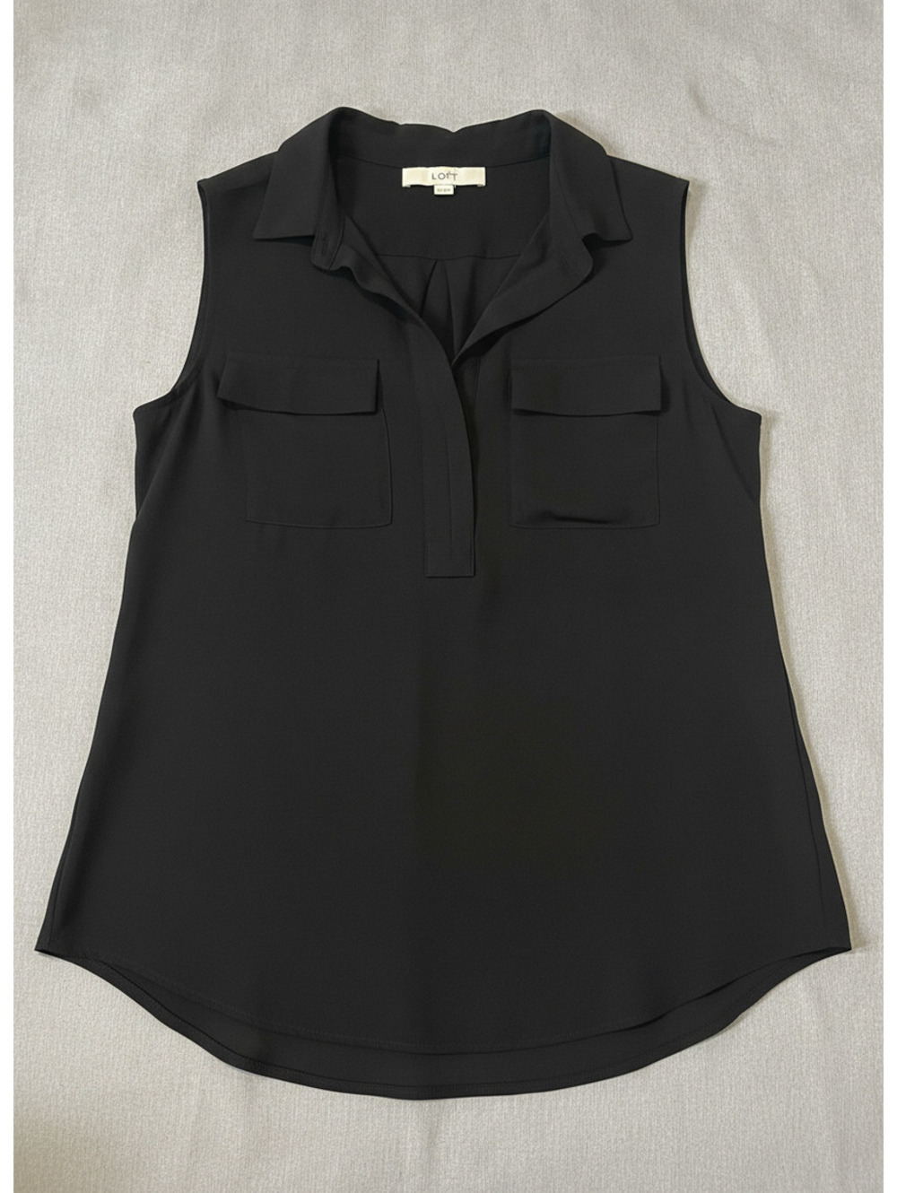 LOFT Women Sleeveless Blouse Collared Black Medium